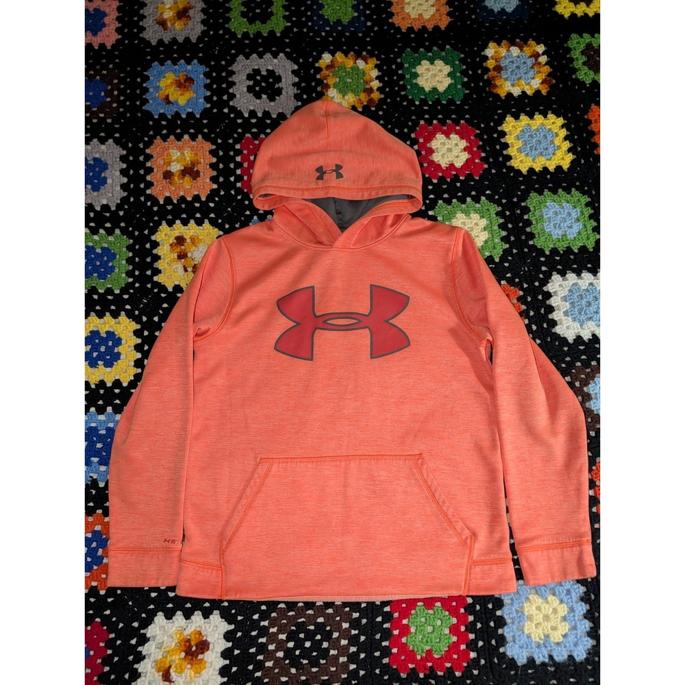 Under Armor X Storm Coldgear Hoodie Pullover Sweatshirt Orange Youth Teen Large